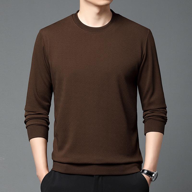 Trendy Korean Style Sweatshirt for Men In Spring and Autumn Thin Round Neck Long-sleeved T-shirt Bottoming Solid Color Top