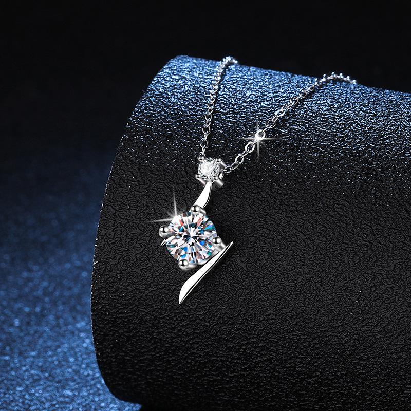Moissanite Dia 6.5mm1CT Woman Pendant Sier Necklace for Women Chains Party Bridal Fine Jewelry 925sterling Silver Necklace