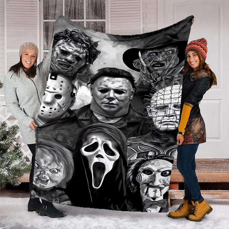 Halloween horror Theme Printed Blanket - Perfect for Couch, Bed, Travel & Outdoor Use | Machine Washable, Cozy & Durable.