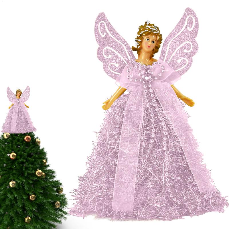 Luxury Star Angel Christmas Tree Topper with Elegant Dress No Battery Needed Perfect for Winter & New Year Decor