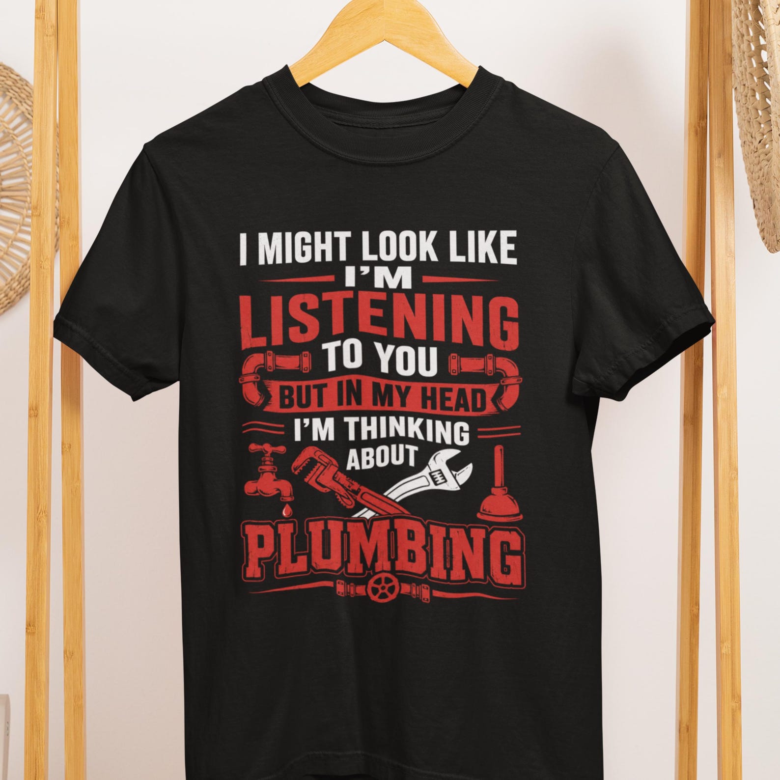 Funny Plumber T-Shirt, Thinking About Plumbing Tee, Comfort Colors 1717 S