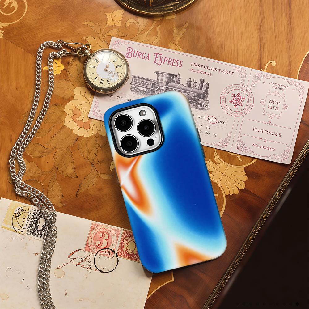 Fluid Waves Blue & Orange Phone Case for IPhone 17AIR 16E 16 15 14 13 12 11 17 Pro Max Plus Double-layer Back Cover