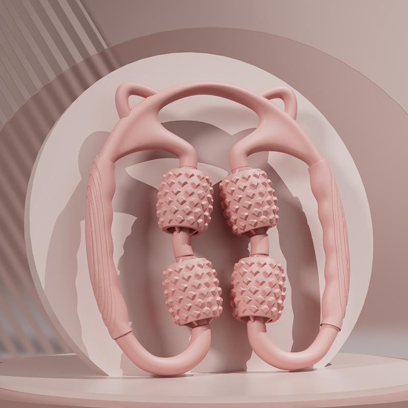 4 Wheel Leg Slimmer Massage Roller Soft Rubber Yoga Foam Roller for Muscle Relaxation Exercise Circular Massage Stick Leg Clamp