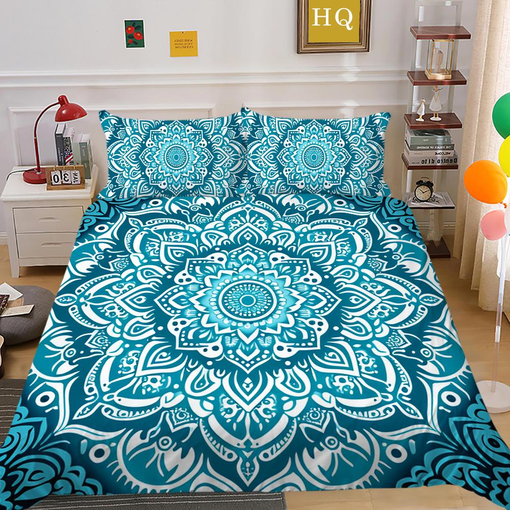 3D Beautiful Mandala Printing Woman Bed Set Cover Double Size Duvet Cover Polyester Comforter Cover Suit