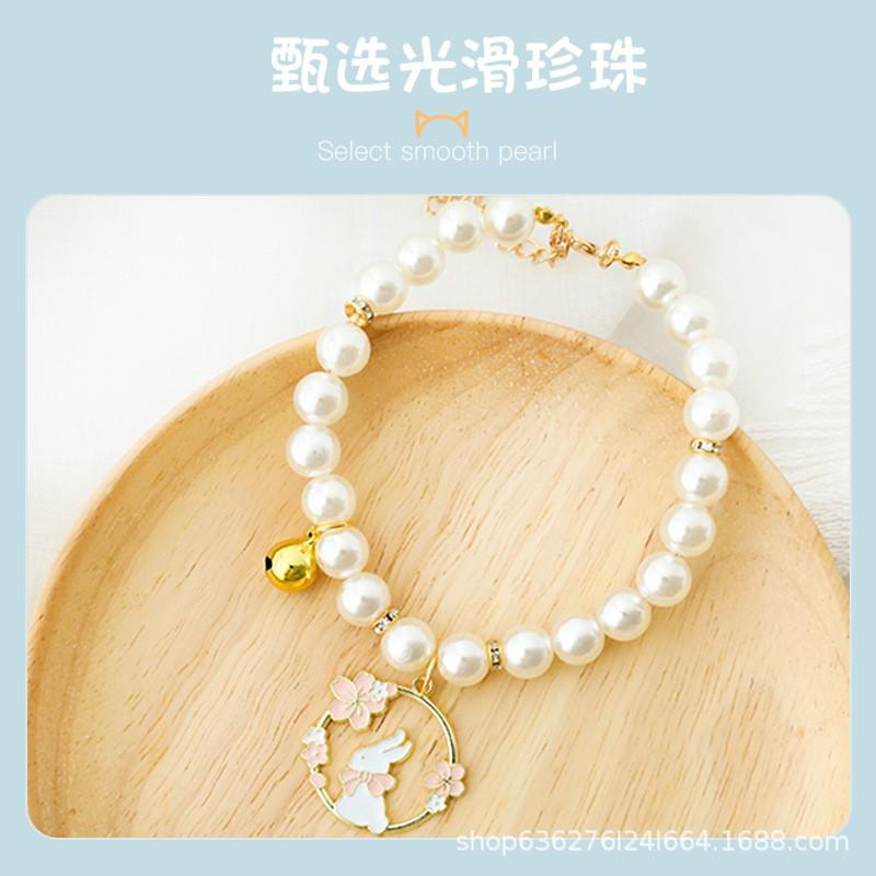 Bowknot Cat Pearl Pendant Pet Collar Cute Dog Decorative Adjustable Necklace Small Pets