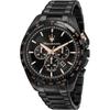 Maserati Traguardo Men's Chronograph Watch 10 ATM Water Resistant 45mm Black Quartz Sports Timepiece