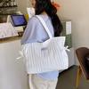 Korean Fashi Casual Canvas Bag Women 2026 New Style Stylish Pleated Tote Bag Versatile Large Capacity Shoulder Bag