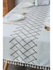 Cross-border Embroidered Plaid Floral Tassel Tablecloth for Coffee & Dining Tables