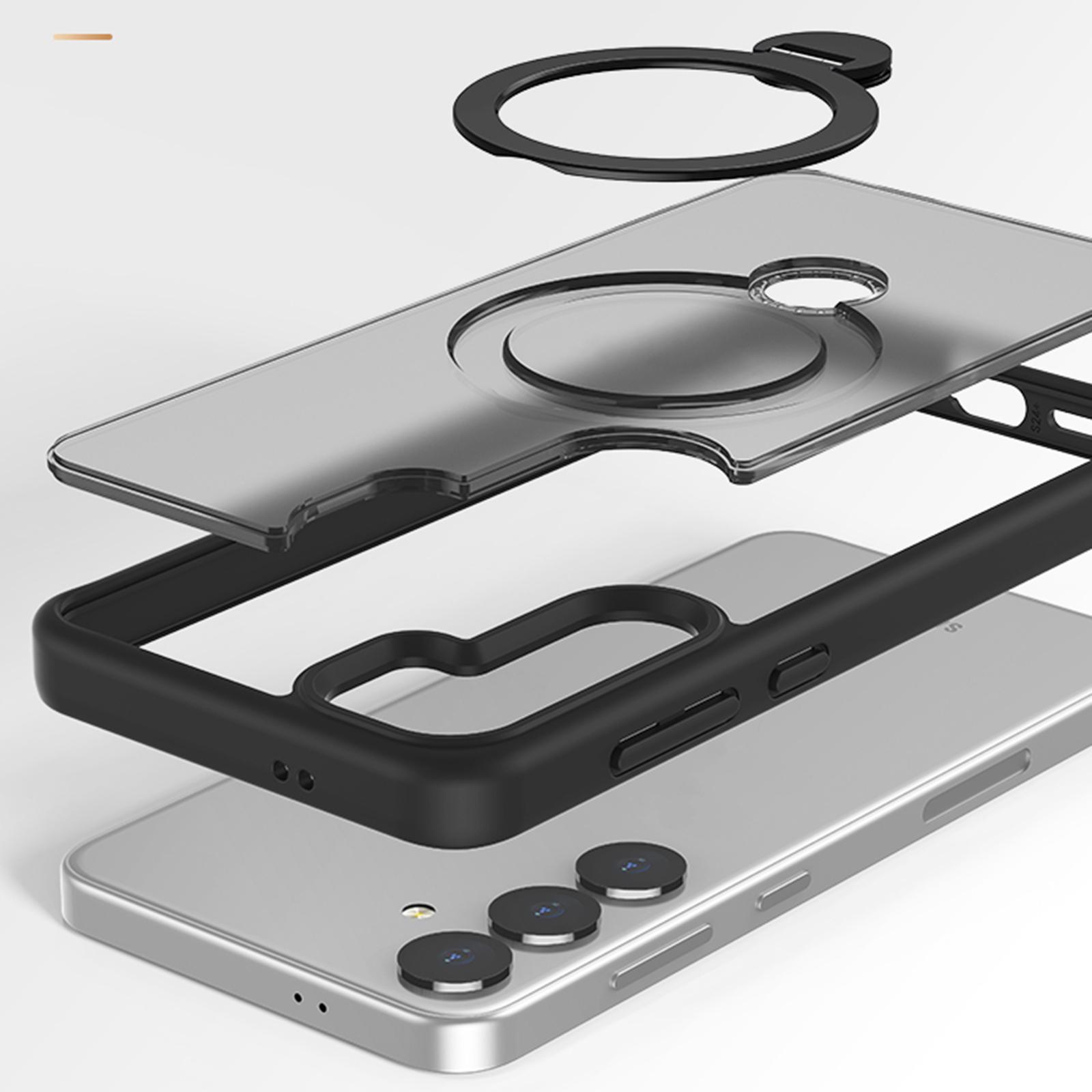

For Samsung Galaxy S24 Magnetic Phone Case 360 Degree Rotation Ring Kickstand Black