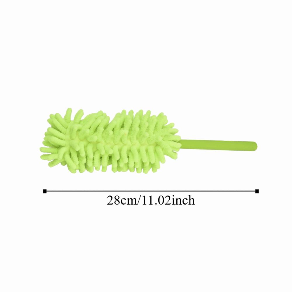 Dust Removal Stainless Steel Dust Duster Green Telescopic Cleaning Brush Portable Washable Feather Duster Household
