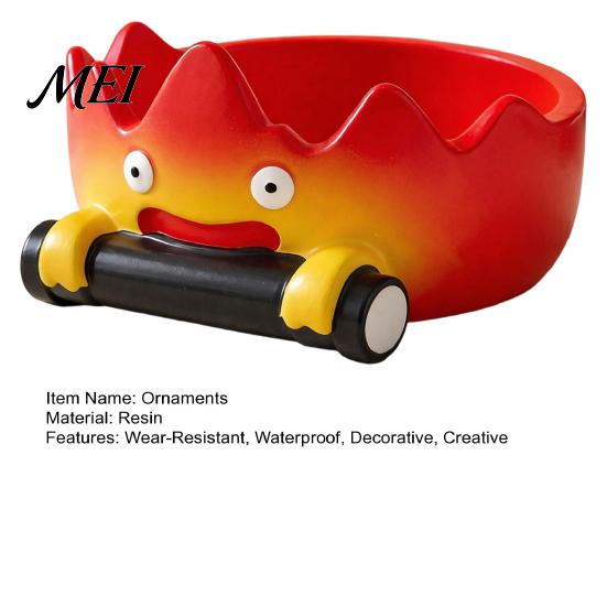 Decorative Entrance Table Ornament Cartoon Calcifer Flame Resin Storage Tray, Creative Fire-Shaped Catchall Birthday Gift for Anime Lovers Decor,