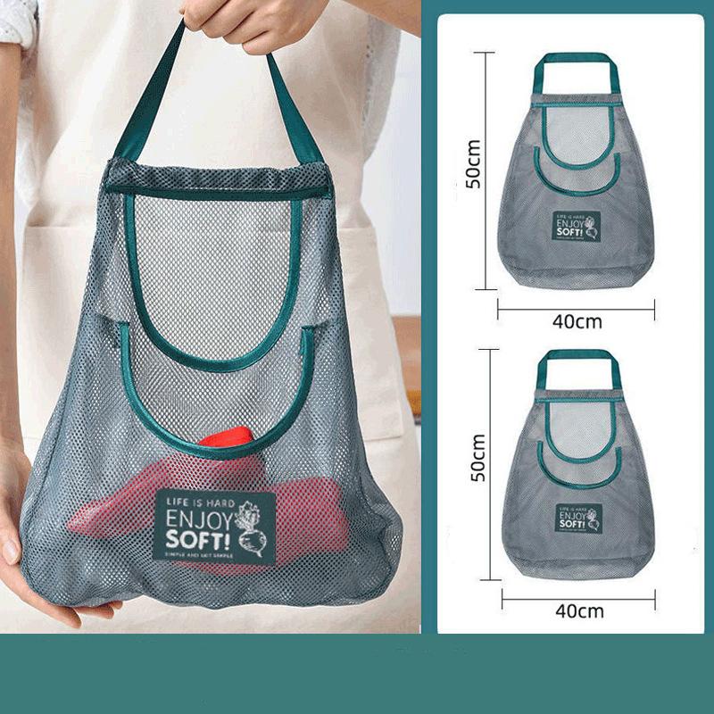 2pc Ventilated Mesh Storage Bags for Garlic, Potatoes, Onions - Durable Plastic Hanging Organizer for Kitchen & Pantry&bathroom, Non-Food Contact Safe