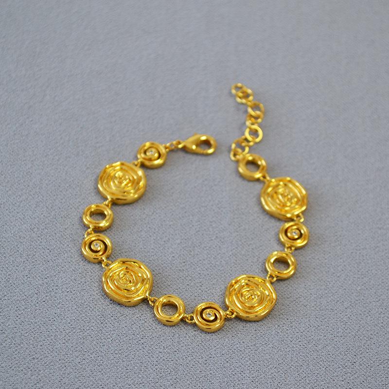 Vintage Mid-Century Style Gold-Plated Brass Growth Ring Bracelet