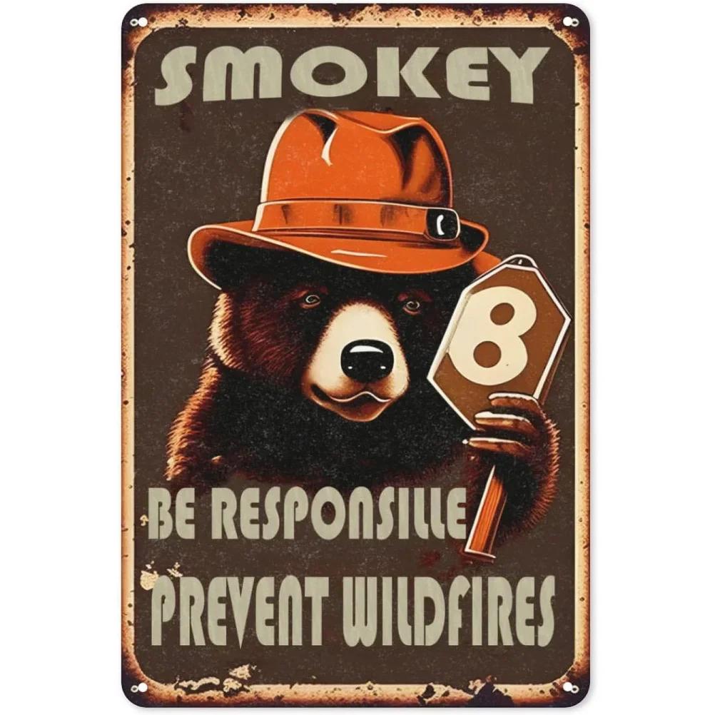 Warning Metal Tin Signs Plaque Prevent WildFires Wall Decoration Vintage Iron Painting Art Posters for Forest Home Cafe Club Bar