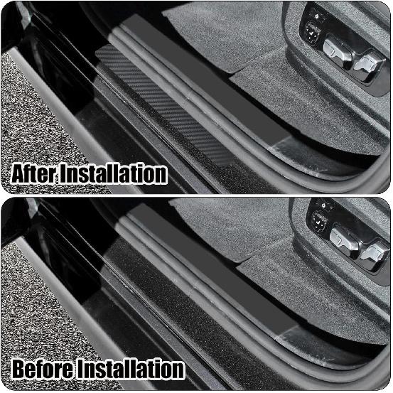 Car Door Edge Guards Door Sill Protector 3D Carbon Fiber Car Wrap Film Vinyl Automotive Wrap Film Car Door Sill Protection Film Anti-Collision Fits