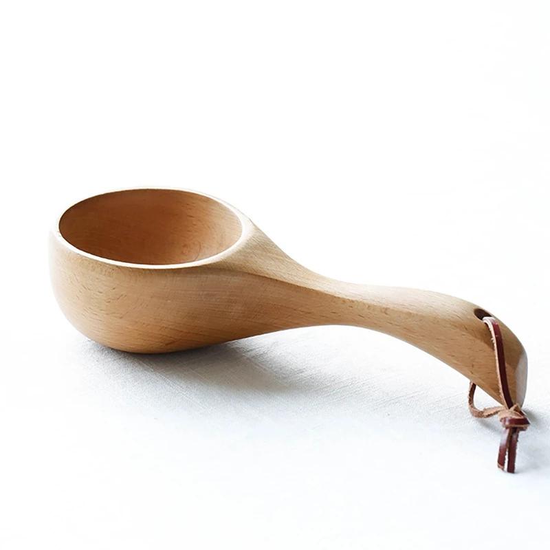 Beech Ladle Home Accessories Solid Wood Short-handled Wooden Rice Ladle Large Soup Spoon Rice Spoon Kitchen Wooden Bucket Spoon