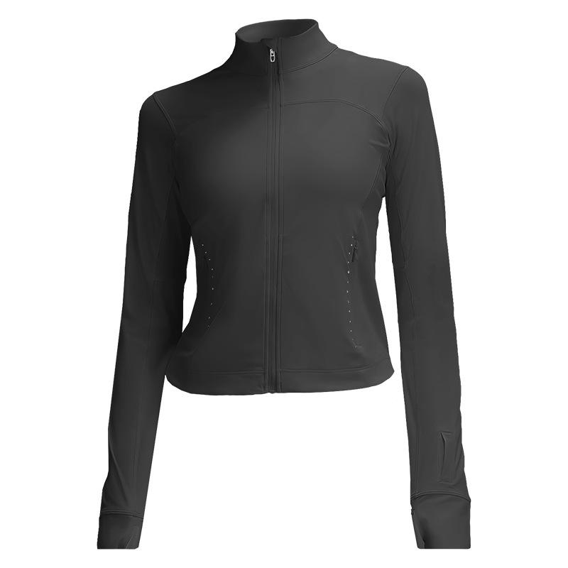 Women's Slim Fit Reflective Sports Jacket - Lightweight Nylon Spandex, Stand-Up Collar for Summer Outdoor Activities