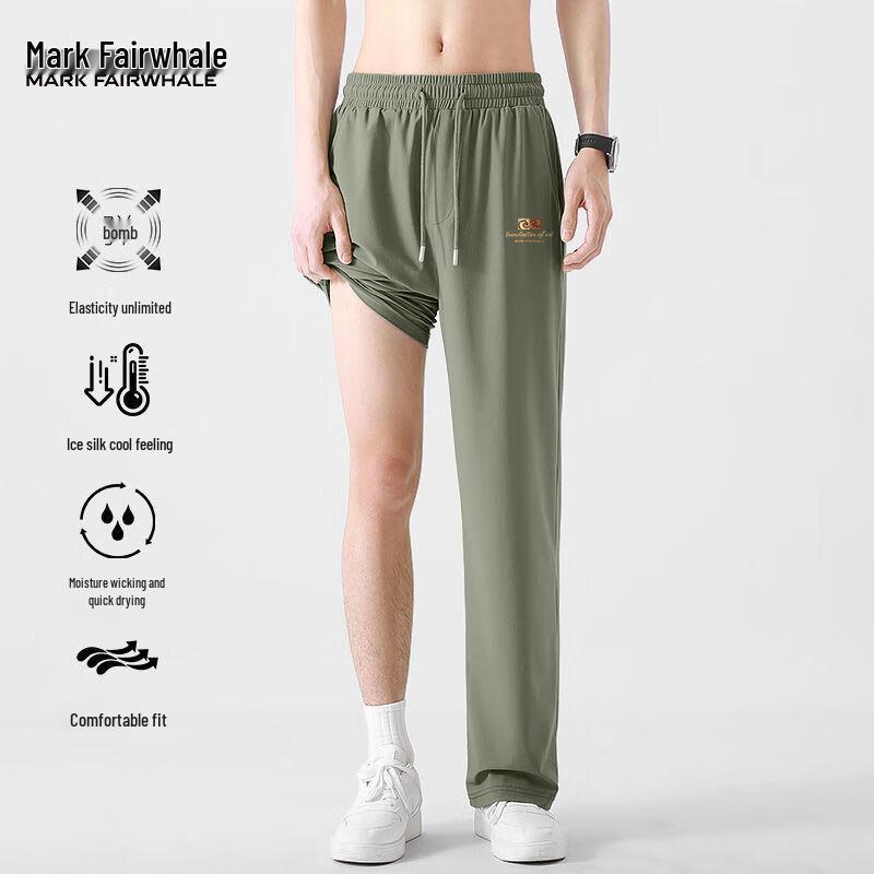 Mark Fairwhale Men's Ice Silk Breathable Quick-Dry Loose Straight Casual Pants