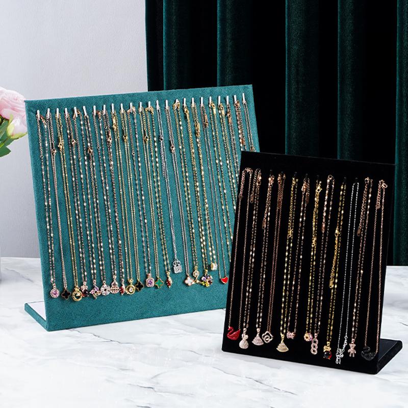 Catifea de înaltă calitate, în formă de L, suport de afișare pentru colier, bijuterii, brățări, suport de afișare pentru cercei