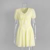 100% Cotton Yellow Dress, New Summer Style, Waist-Cinching, Strapless, Sexy Embroidered Short Dress