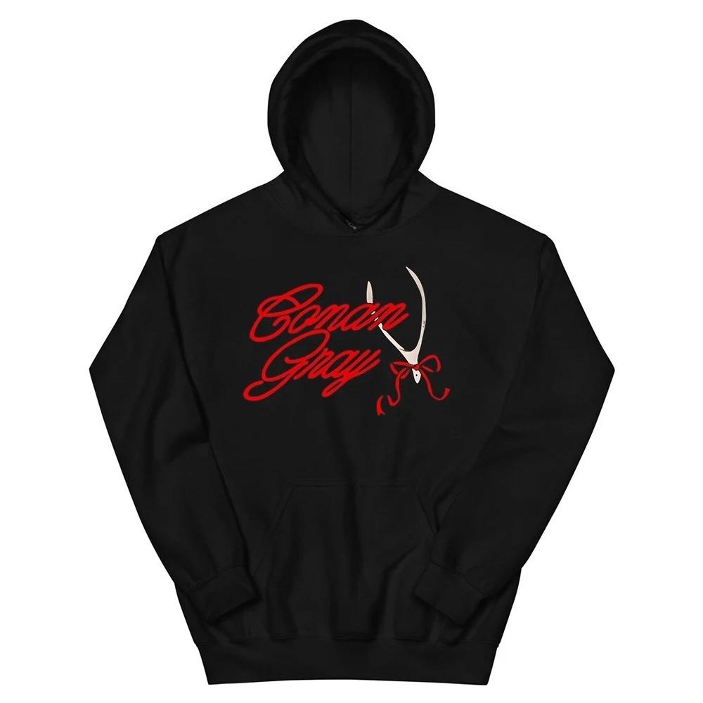 CONAN GRAY RED RIBBON WISHBONE HOODIE Winter Fleece Hooded Sweatshirts Graphic Men Women Clothing Fashion Hoodies