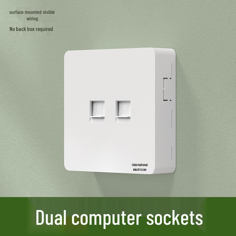 Ultra-Thin Surface-Mounted Single-Control Wall Switch & Socket Panel with Surface Box Outlet, One-Gang Push Button for Household Lighting.