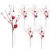 6PCS Red Heart Berry Stem Multifunctional Long Lasting Artificial Heart Berry Pick Decor for Wedding