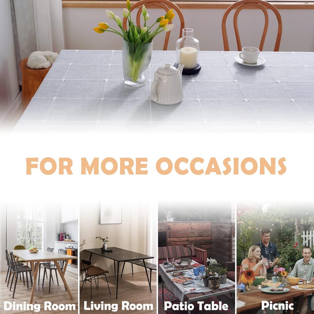 Plaid Table Cloth Rectangle Table, Cotton Linen Tablecloths Farmhouse Tablecloth, Soft and Wrinkle Free Table Cover with Tassels