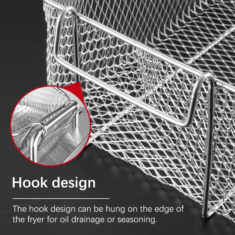 Stainless Steel Fryer Screen French Fries Frame Square Filter Net Encrypt Colander Strainers Shaped Frying Fried Mesh Basket