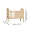 1/12 Baby Bed Miniature Wooden Doll Cradle Dollhouse Crib for Girls Decor