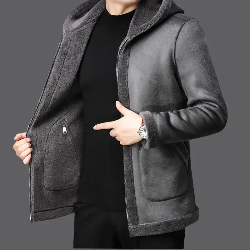 Double-Sided Wearable Fleece Liner Woolen Overcoat Men's Winter Jacket Casual Scene Sheep Fur Integrated Coat Fashionable Outerw