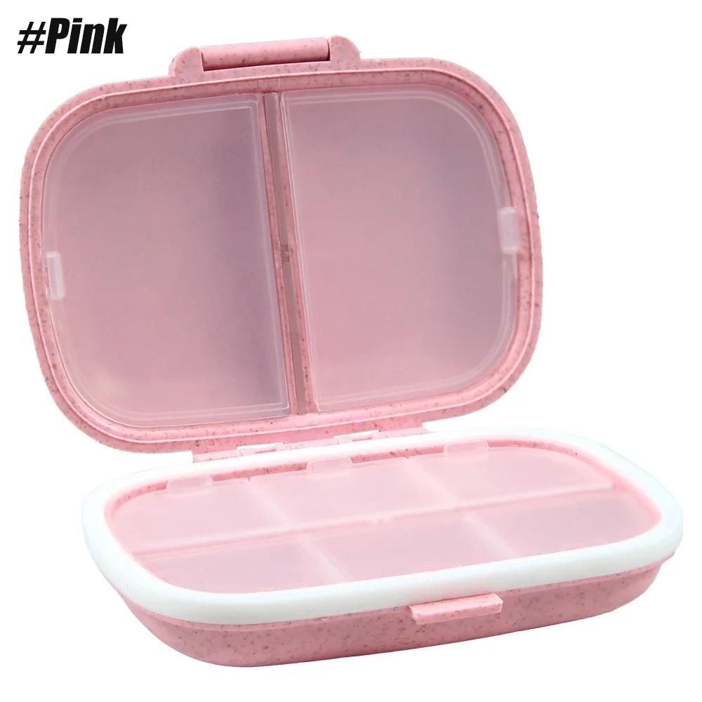 1Pc Travel Pill Organizer,8 Compartments Portable Pill Case,Small Pill Box for Pocket Purse Portable Medicine Vitamin Container