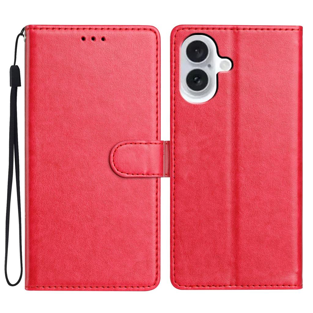 For iPhone 17 Leather Case Wallet Stand Phone Cover with Handy Strap