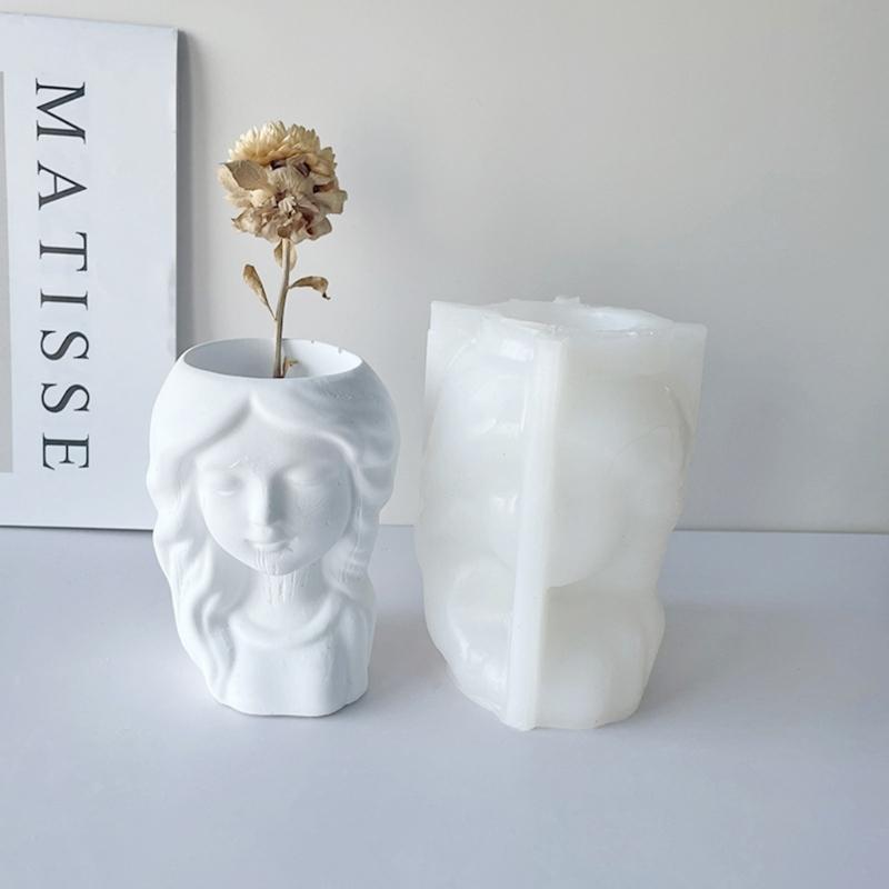 Girls Pen Holder Flower Pot Silicone Molds Epoxy Resin Mold DIY Crafts Plaster Mold for DIY Dried Flower Resin Decors