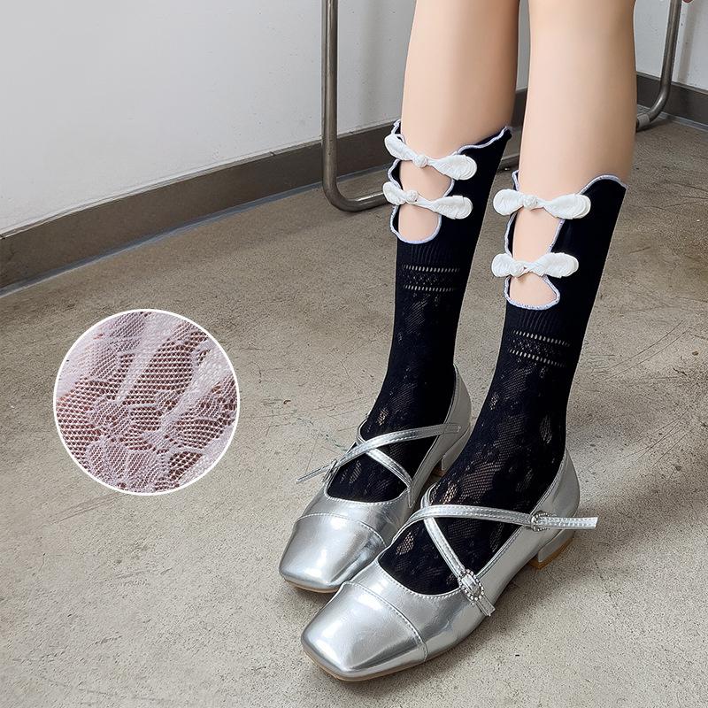 Sommer Dünne Retro Chinesische Cheongsam Geknöpft Halbhohe Socken Lolita Antik-Stil Scharfes Mädchen Geknöpft Lange Wadenstrümpfe