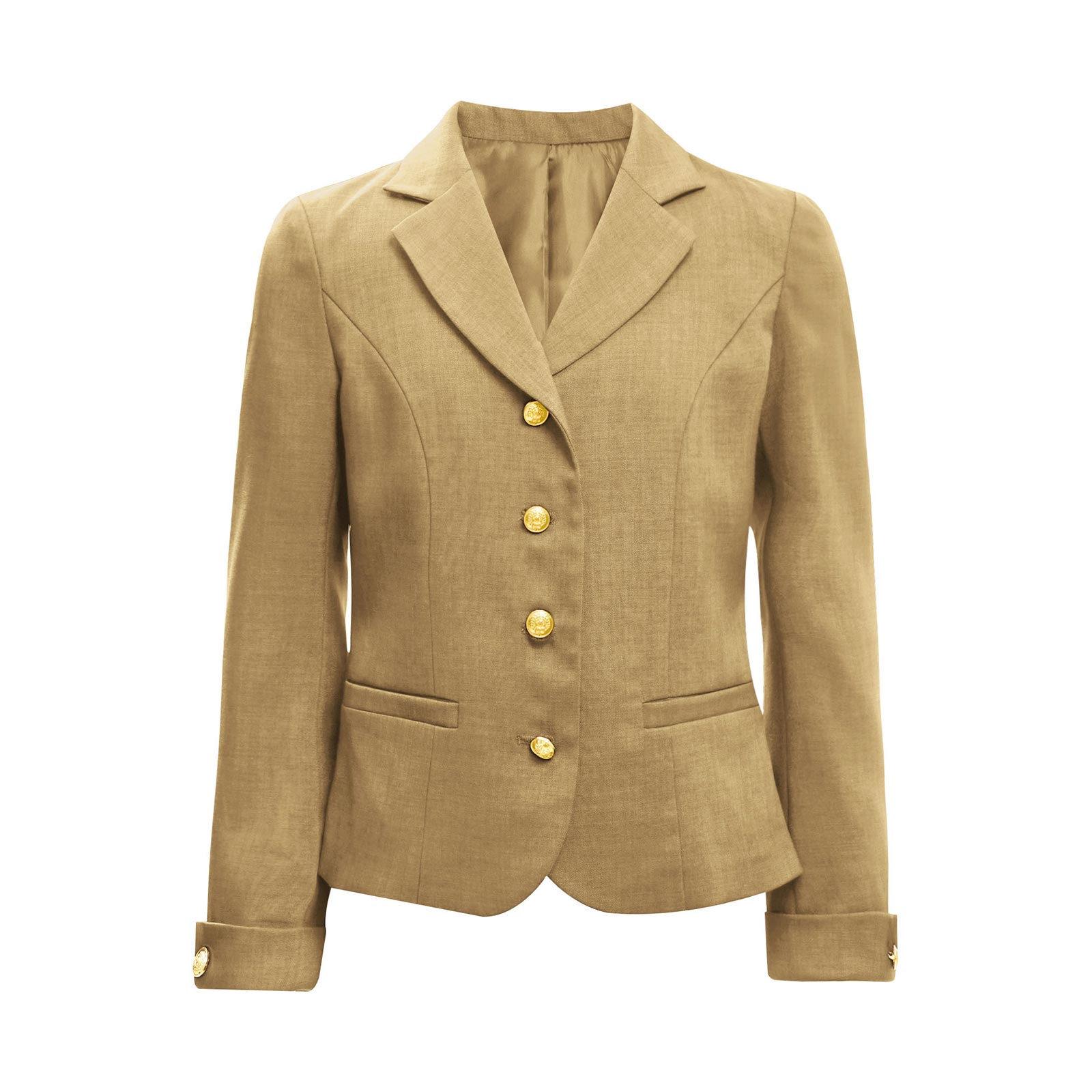 

Girls Formal Blazer Lapel Design Long Sleeve Button Down Front Jacket with Pockets 5-6 Years хакі