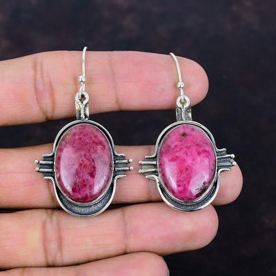 Rhodonite Earrings 925 Sterling Silver Earring Gemstone Handmade Earring Healing Stone Jewelry Gifts for Women Dangle Earring Silver Jewelry