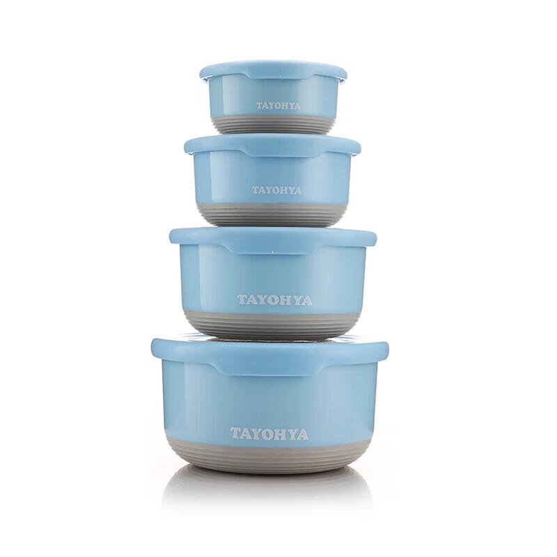 TAYOHYA Blue Round Glass Food Storage Set, 4-Piece