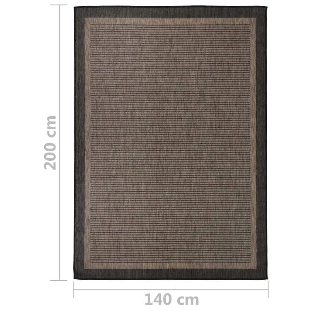 Flatweave Outdoor Rug, 140X200 Cm, Dark Brown