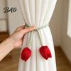 Multi-use Decorative Ties 2Pcs Tulip Bud Curtain Ties, Tiebacks, Flower Buds Soft Rope Tiebacks for Bedroom Curtains Patio Drapes with Flowers