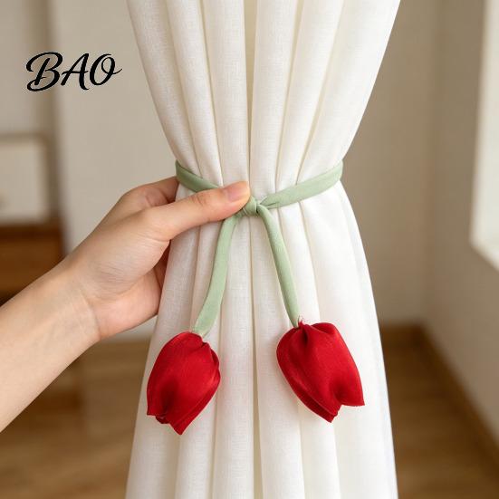 Multi-use Decorative Ties 2Pcs Tulip Bud Curtain Ties, Tiebacks, Flower Buds Soft Rope Tiebacks for Bedroom Curtains Patio Drapes with Flowers
