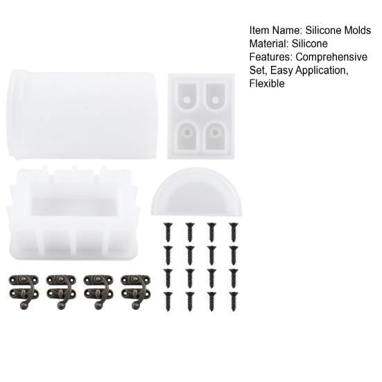 1 Set Treasure Chest Silicone Molds Resin Casting Molds Dice Box Molds Hasp Locks Screws Included for Epoxy Resin DIY Craft