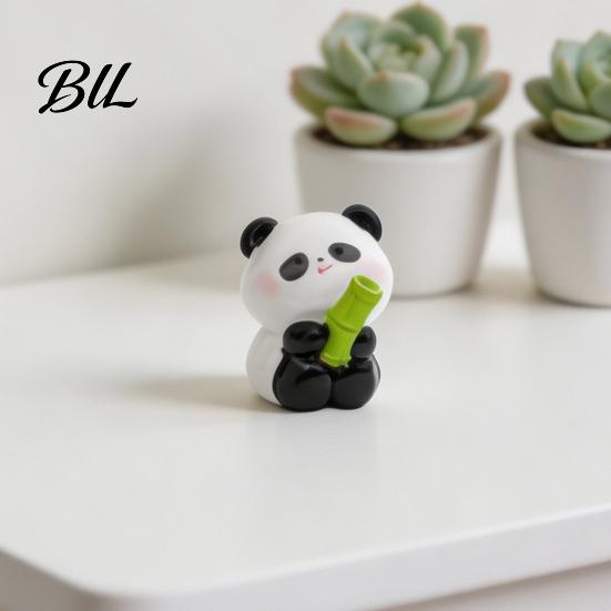 Mini Versatile Figurine 2 Pcs Panda Figurines Cute Resin Statues DIY Miniature Adorable Model Cake Toppers for Fairy Garden Micro Moss Landscape