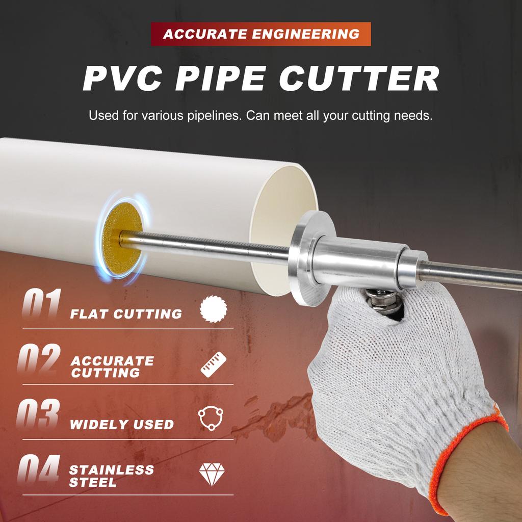 Inside PVC Pipe Cutter Plumbing Internal Cutter Adjustable Pipe Cutting Tool with 1/4in Hex Shank for Impact Drivers and Drills
