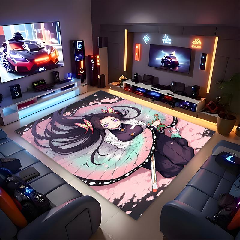 1pc Demon Slayer characters2 Print Area Rug - Soft, Washable Non-Slip Indoor Mat for Office Chairs, Living Room, Home Office Decorative Rug