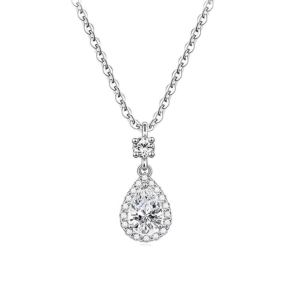 

Elegant Zircon Water Drop Necklace: Women s Luxury Clavicle Chain Pendant with High-End Design
