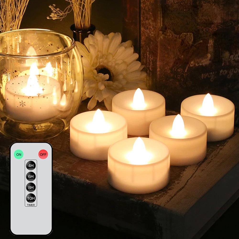 LED Flameless Candles with Remote Control Flickering Waterproof Electric Candle LED Tealights for Halloween Christmas Home Decor