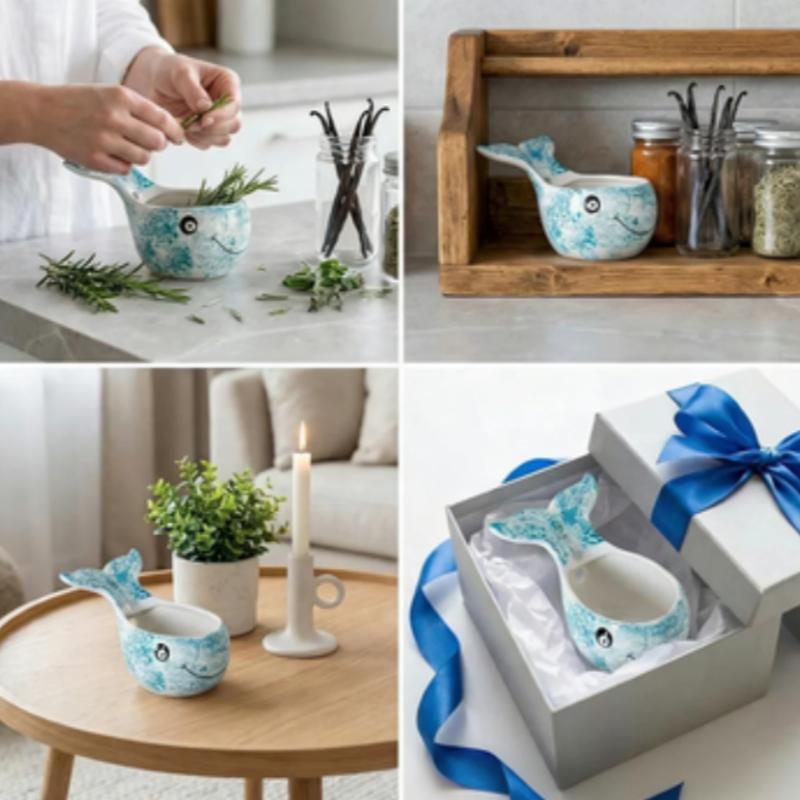 Blue Whale–Shaped Vanilla Leaf Bowl, Adorable Blue Whale Vanilla Bowl, Kitchen Tool, Multi-Functional, Reusable, Decorative Item