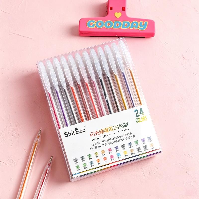 Flash Gel Pen Set Metallic Glitter Ink 1.0mm Smooth Tip 8/12/36 Colors Perfect for School Student Note Taking Writing
