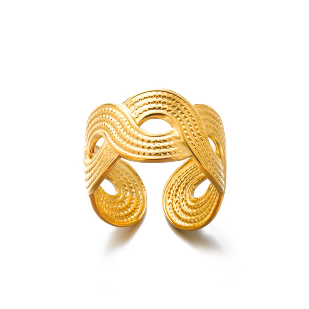 Retro Exaggerated Hollow Open Rings For Women Men Gold Color Stainless Steel Ring Wedding Waterproof Jewelry Gift Anillos